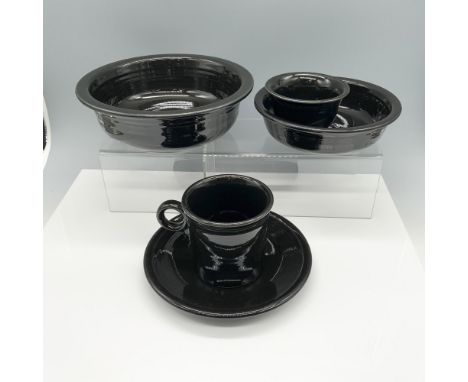 Gorgeous set of Fiesta China consisting of a large bouillon bowl (8.25"W x 2.75"H), a small salad plate (7.25"W x 1"H), a sma