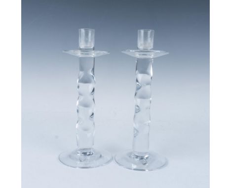 Exquisite set of Orrefors crystal candle holders, showcasing the elegance and clarity characteristic of Orrefors craftsmanshi