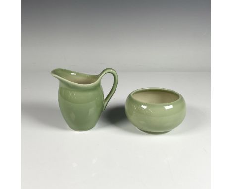 Set of serene light celadon green creamer and sugar bowl. Rookwood stamp, LIII, and 547 at the bottom for each piece. Creamer
