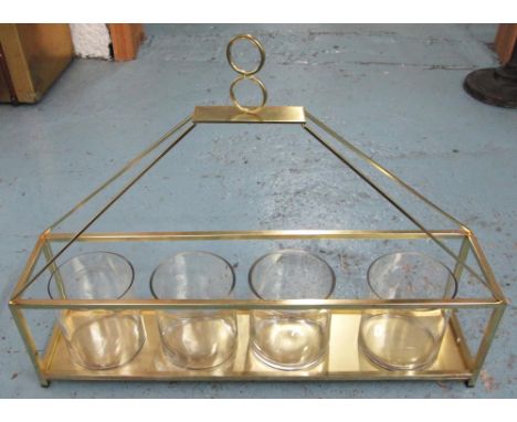 STORM LANTERN, in gilt frame with four glass candle holders, 78cm x 60cm.