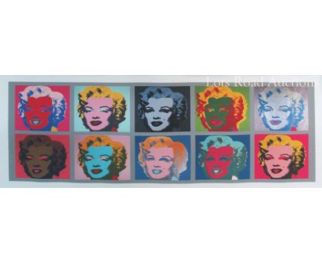 ANDY WARHOL (American, 1928-1986), 'Multiple Marilyns', lithograph, 29cm x 68cm, framed.