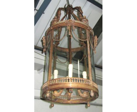 HANGING LANTERN, four branch, Louis XV style, in bronzed finish, 87cm H. 