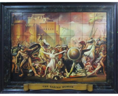 AFTER JACQUES LOUIS DAVID (French, 1748-1825), 'The intervention of Sabine women', oil on ceramic tile, 92cm x 122cm, in marb
