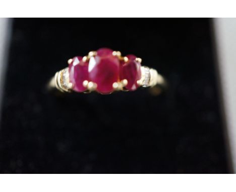 9ct Gold Ruby Ring - Size O.5