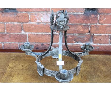 AN UNUSUAL MEDIEVAL STYLE THREE BRANCH LIGHT FITTING