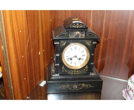 A INLAID MARBLE MANTLE CLOCK 