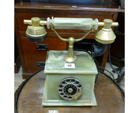 Green Onyx and Brass Vintage telephone 
