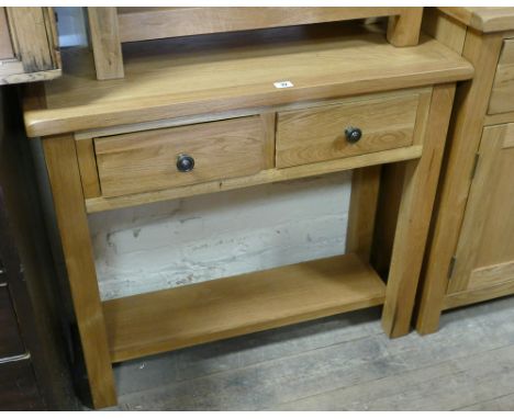 2'9 new heavy quality light oak 2 tier console table with fitted 2 drawers 