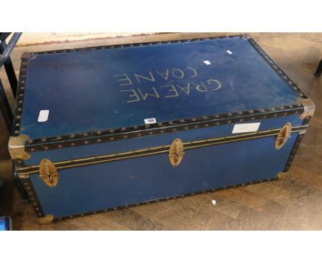 Large blue trunk with metal corners 
