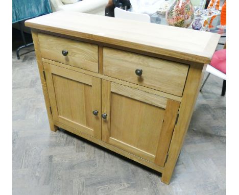 New 3'6 solid wood light oak sideboard with fitted 2 drawers and cupboards - dimensions 39" wide 13" deep, 33.5" high