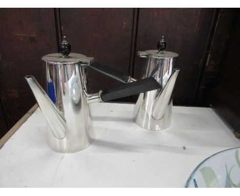 A Pair of 1930's Art Deco silver plated coffee pots, by Mappin &amp; Webb