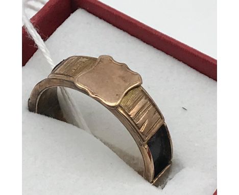 A Victorian Mourning ring, engraved 'In Memory of' Ring size P and weighs 2.6grams 