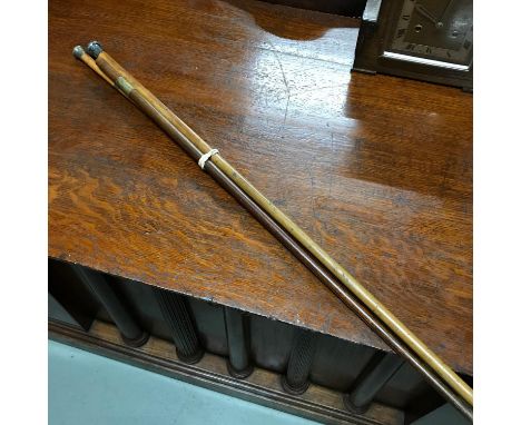 A Lot of three antique walking sticks to include two silver collard and topped. 