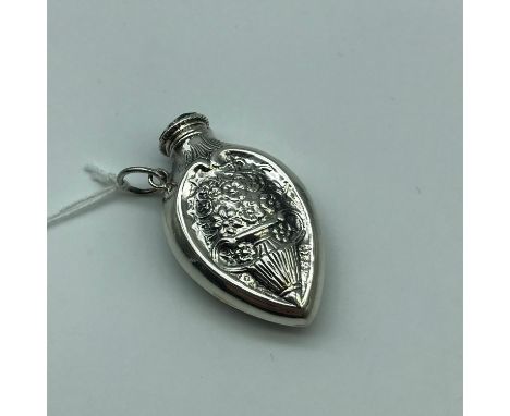 An ornate Birmingham Sterling silver scent/ snuff bottle [Maker L.T] [4.5cm in length]