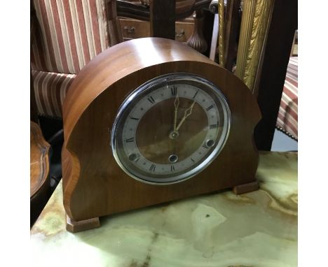 A Vintage 1940's 50's Anvil West Minster chime mantel clock with key and pendulum 