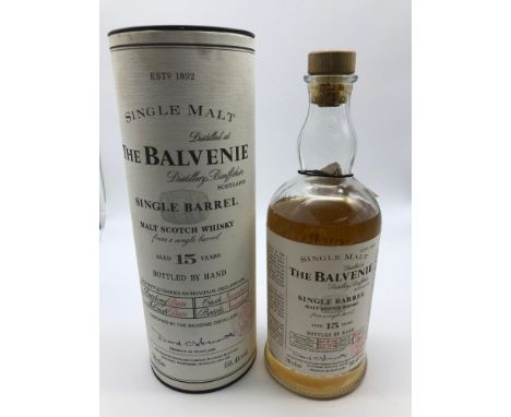 A Bottling of Single Malt The Balvenie single barrel malt Scotch Whisky from a single barrel aged 15 years bottled by hand. B