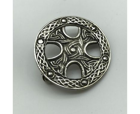 An Edinburgh silver Celtic design shield brooch, [Robert Allison, dated 1967] 