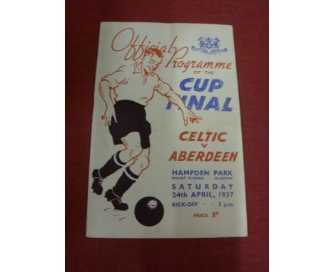 1937 Scottish Cup Final, Celtic v Aberdeen, a rare programme from the game played at Hampden Park on 24/03/1937, good conditi