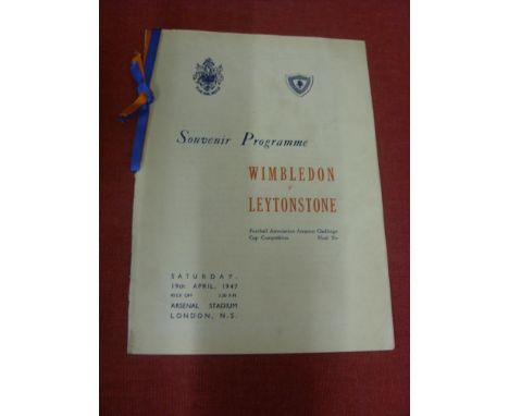 1947 FA Amateur Cup Final, Wimbledon v Leytonstone, a VIP issue programme from the game played at Arsenal on 19/04/1947, blue