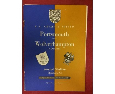 1949 FA Charity Shield, Portsmouth v Wolverhampton Wanderers, a programme from a game played at Arsenal on 19/10/1949, rusty 