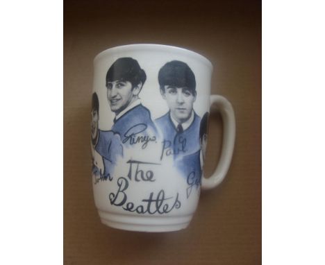 Pop Music, The Beatles, an original, ceramic mug, produced by Broadhurst Bros of Burslem, Stoke (the 4 Beatles in full colour