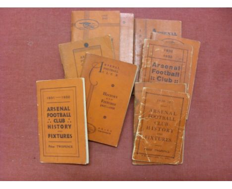 Arsenal, a collection of 10 official club handbooks, depicting the club history and fixtures, from 1930/31 to 1939/40, the 19