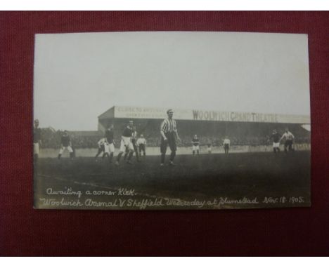 1905/06 Postcard, Woolwich Arsenal v Sheffield Wednesday, an action photograph from the game played on 18/11/1905, at Plumste