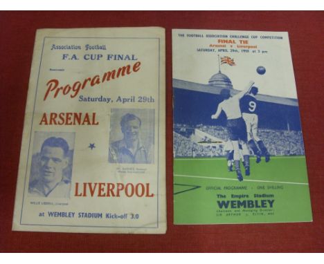 1950 FA Cup Final, Arsenal v Liverpool, an official programme (tc), and a pirate programme by Buick (crsd), from the game pla