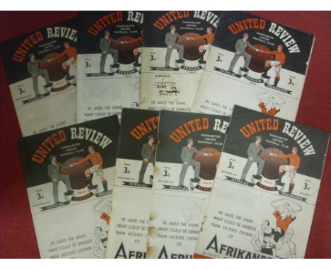 1946/47 Manchester Utd, a collection of 8 home programmes in various condition, Sunderland, Preston (heavy rusty staples), De