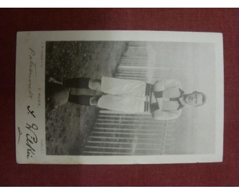 1902 Portsmouth, an autographed postcard of T. Wilkie, produced by C W Faulkner & Co.  He has signed underneath his portrait 