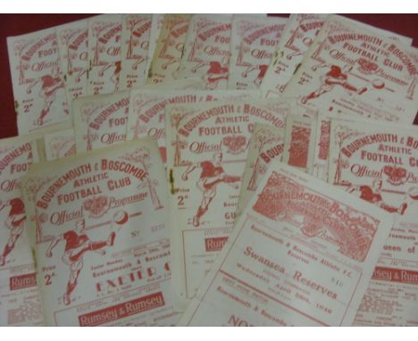 1947/48 Bournemouth, a collection of 32 football programmes in various condition, League (19) Exeter, Crystal P, Norwich, Nor