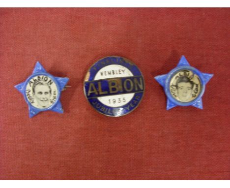 1935 FA Cup Final, West Bromwich Albion, Wembley, enamel badge, button hole back, officially approved by the club, finalists,