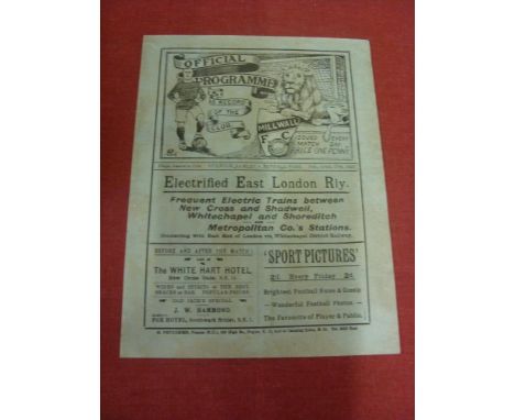1920 FA Amateur Cup Final, Dulwich Hamlet v Tufnell Park, a programme from the game played at Millwall on 17/04/1920, not ex-