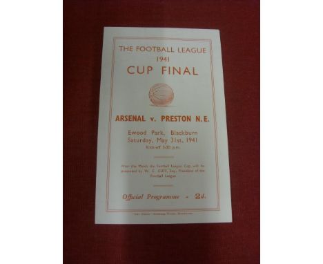 1941 FA Cup Final Replay, Arsenal v Preston, Replay, a programme from the game played at Blackburn on 31/05/1941, a very rare