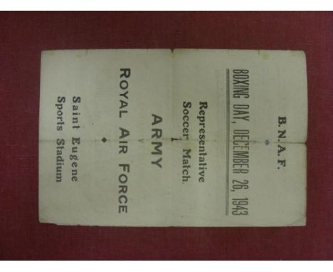 1943/44 Army v RAF, a programme for the game played at the Eugene Stadium, on 26/12/43, sl creased, team changes, worn