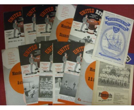 Manchester Utd, a collection of 13 football programmes in various condition, including home issues (11), 1957/58 (6) FA Chari