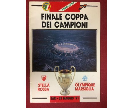 1991 European Cup Final, Red Star Belgrade v Marseille, a programme from the game played in Paris on 29/05/1991