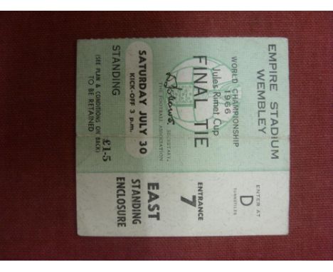 1966 World Cup Final, England v West Germany, a ticket from the game played at Wembley on 30/07/1966, folded