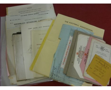 A good collection of football memorabilia to include, tickets, itineraries, invitations, programmes etc, to include, 1931 Dul