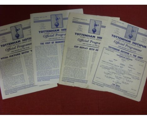 1960/61 Tottenham Hotspur, a collection of 4 home programmes from the double winning season, including the Friendly game agai