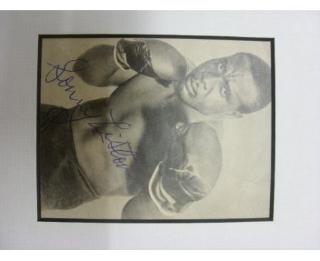 Boxing, Sonny Liston, a signed, white board mounted display, showing his very rare autograph