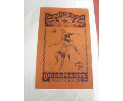 1931 England v Spain, a programme for the game played at Arsenal on 09/12/1931