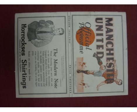 1932/33 Manchester Utd Reserves v Bolton Reserves, a programme from the game played on 10/09/1932, punched holes, have been p