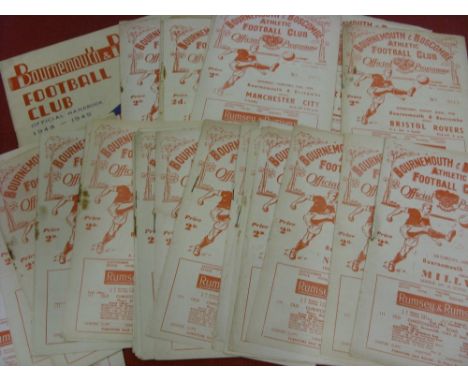 1948/49 Bournemouth, a collection of 30 football programmes in various condition, League (21) Millwall, Norwich, Notts Co, Br