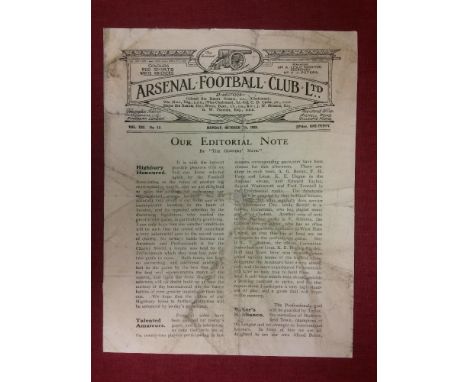 1924 FA Charity Shield, Amateurs v Professionals, a programme from the game played at Arsenal on 06/10/1924, not ex bound vol