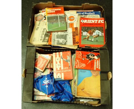 A collection of 2 large boxes of football memorabilia from the 1950's onwards, includes Charles Buchan's and other magazines,