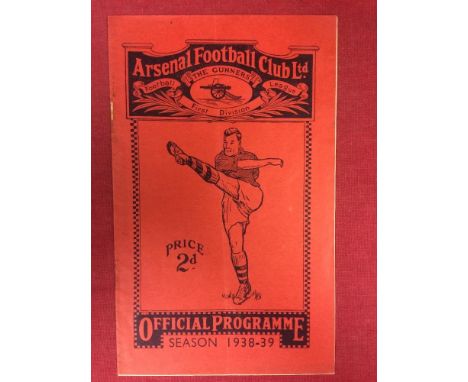 1938 FA Charity Shield, Arsenal v Preston North End, a programme from the game played at Highbury on 26/09/1938, rusty staple