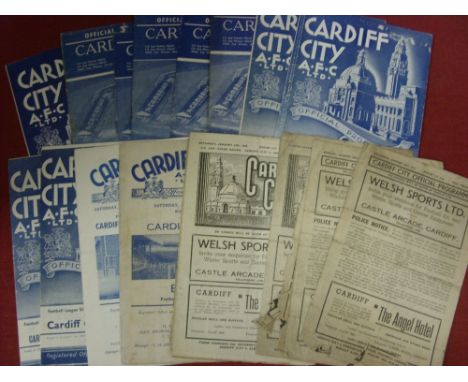 Cardiff, a collection of 29 home programmes from 1947/48 to 1956/57, in various condition, including 1947/48 (5) Chesterfield