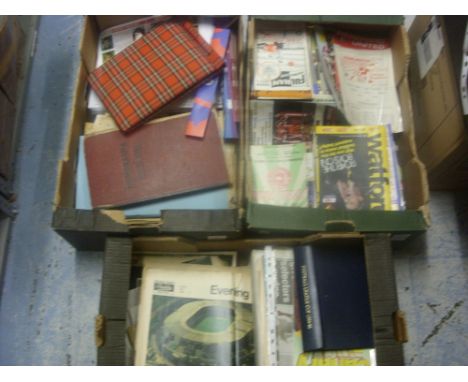 Thousands of Football & other sporting items, contained within three large trays, to Include, over 150 programmes from 1950's