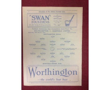 1924/1925 FA Cup Semi-Final, Southampton v Sheffield Utd, an ex-bound volume programme from the game played at Chelsea on 28/